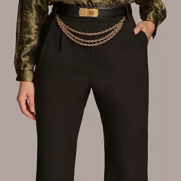 Donna Karan VTG Black Leather and Golden accents chains - Italy- Size Petite S - Picture 3 of 9